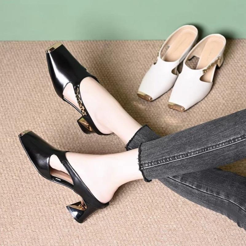 Summer Clothing Stores - 여성 하이힐 슬리퍼 청키 뮬 슈즈